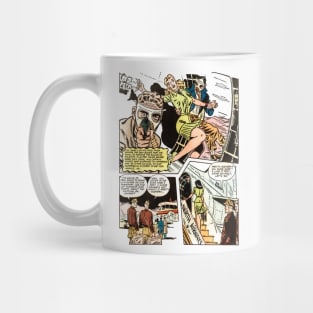 Beautiful Woman Arms Masks Airplane Retro Comic Vintage Cartoon Mug